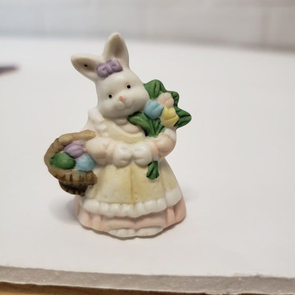 Miniature Easter Village Ceramic Bunny Rabbit Figurine 1" Mini